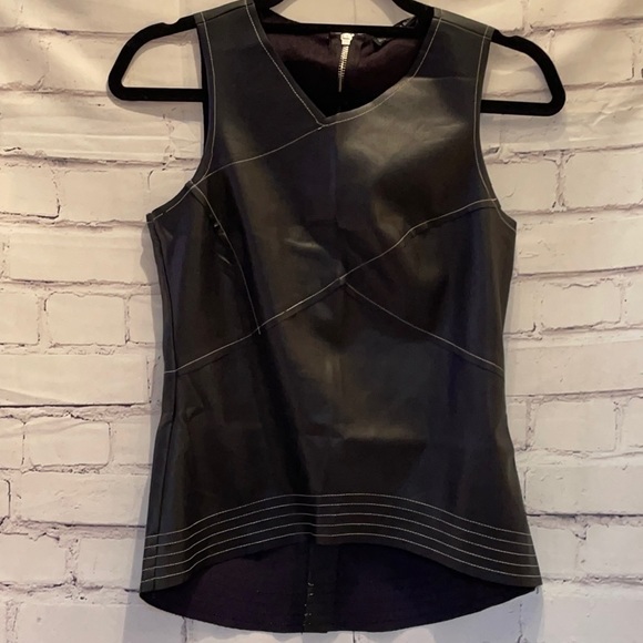NWOT ZARA BASIC FAUX LEATHER SLEEVELESS TOP SZ SM - Picture 1 of 7